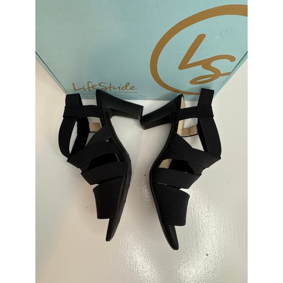 LifeStride Charlotte Black Slingback Block Heel Sandals Size 6.5W - Picture 11 of 13